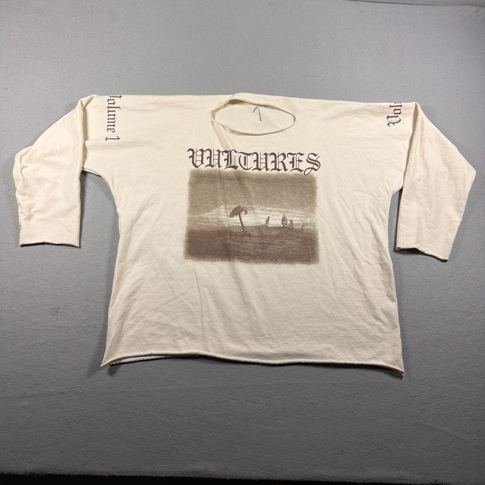 Yeezy Vultures Long Sleeve Shirt Men 1 Oversized Boxy Fit Cream White Streetwear